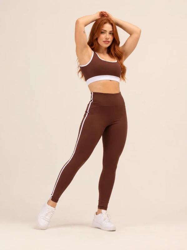 Conj. Calça E Top Duo Brow - Chocolate c branco